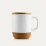 Ghasphus Cork Coffee Mug | Cork Base & Bamboo Lid Porcelain Mug